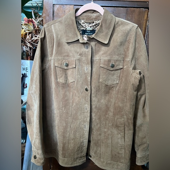 Vintage Dennis by Dennis Basso Womens Suede Lined Jacket Tan Buttons Pockets S - Picture 4 of 6